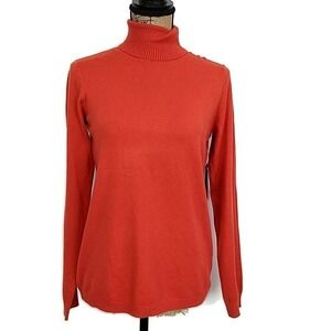 NWT Lyn Sweater Orange Ribbed Knit Turtleneck Long Sleeve sz S Cozy Fall Chic